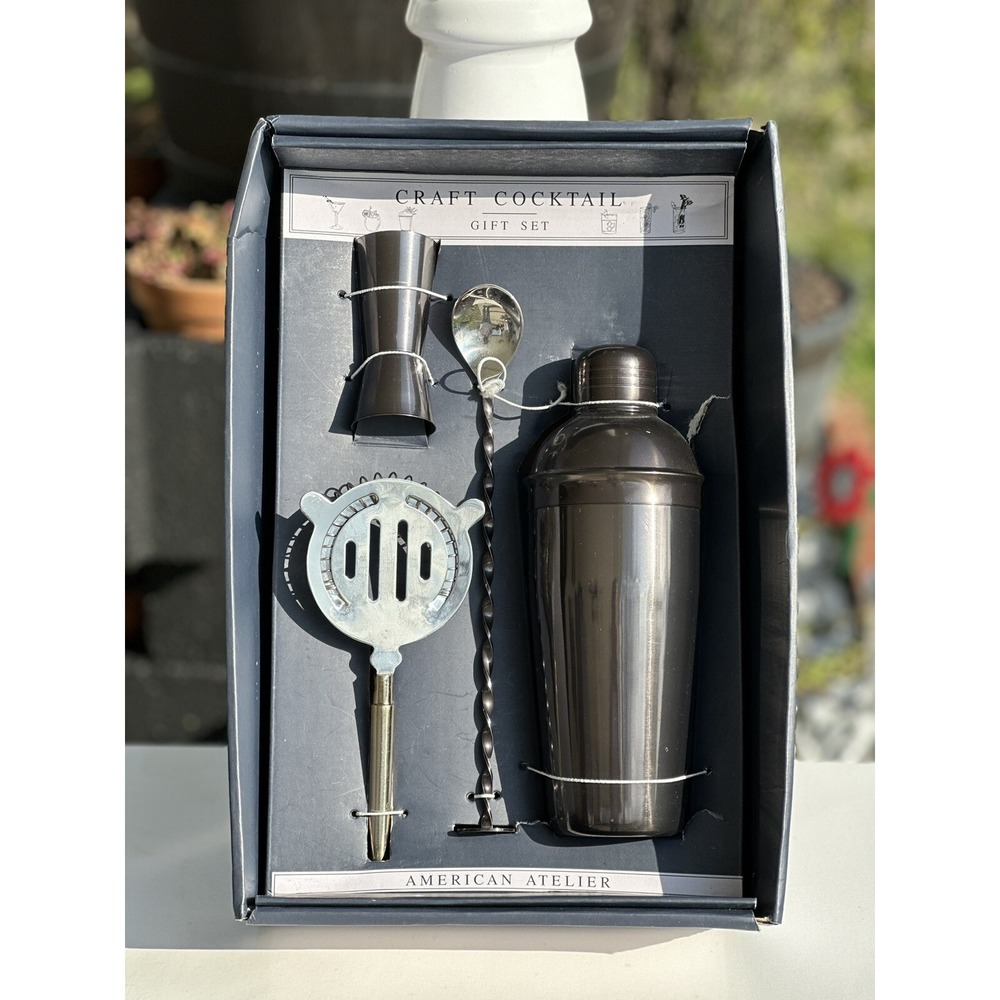 American Atelier Craft Cocktail Gift Set 4 Piece‎ Set Stainless Steel R7-5 NEW